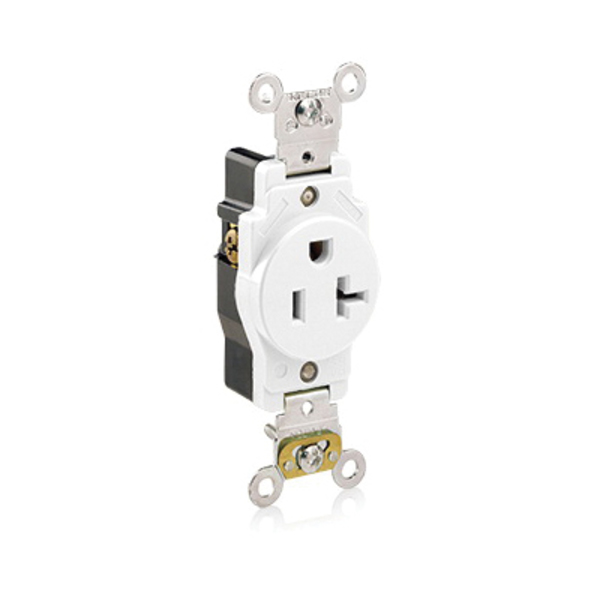 Leviton 20A Receptacle, Single, 5-20R, 125V, White 5361-W